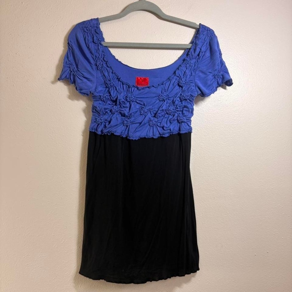 Vintage Y2K Babydoll Off‎ Shoulder Whimsygoth Coquette Lettuce Trim Top Size M